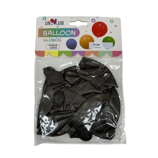 BALONI METALNO TAMNO SIVA /12kom
