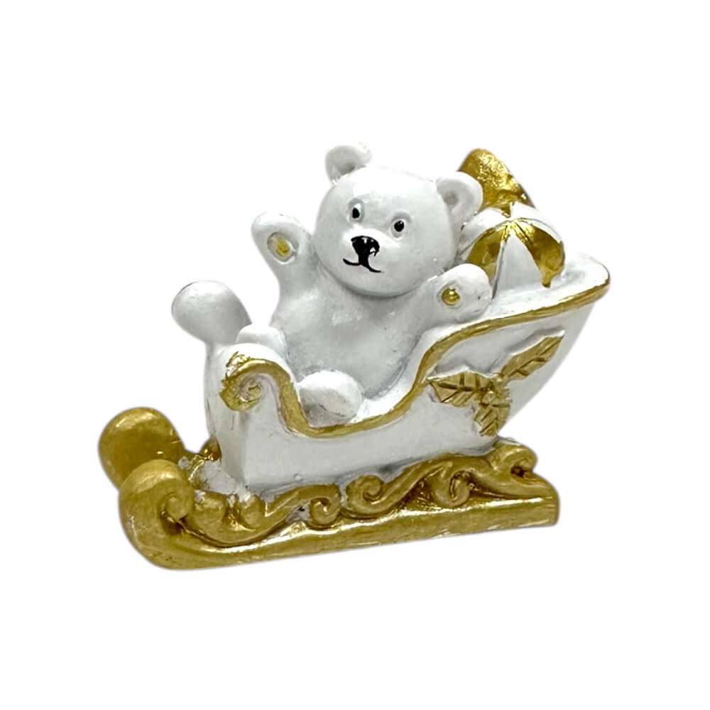 Keramička figurica medo u saonicma 7x6cm