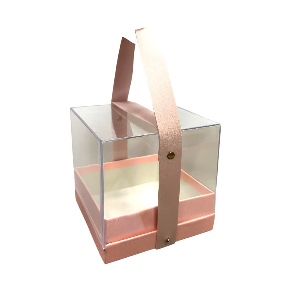 Poklon kutija roza prozirna 14x14x14cm - Slika 2